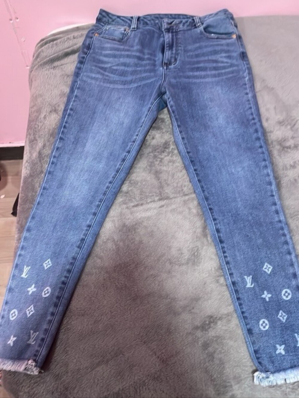 Blue Skinny Jeans with Logo Accent